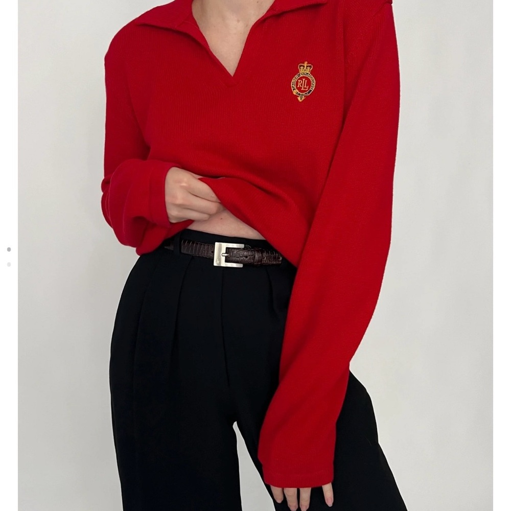 Ralph Lauren Red V-Neck Sweater